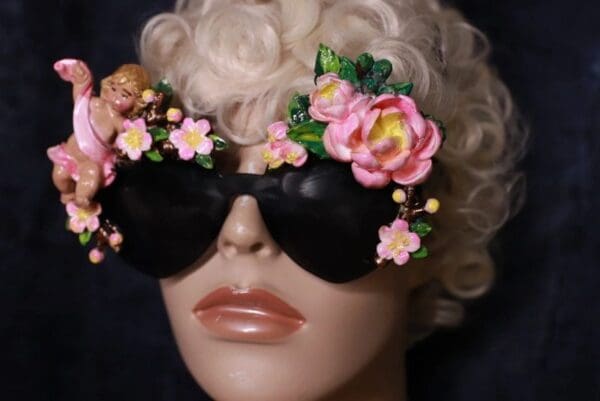 SOLD! 10108 Baroque Cherub Flower Embellished Sunglasses - Image 7