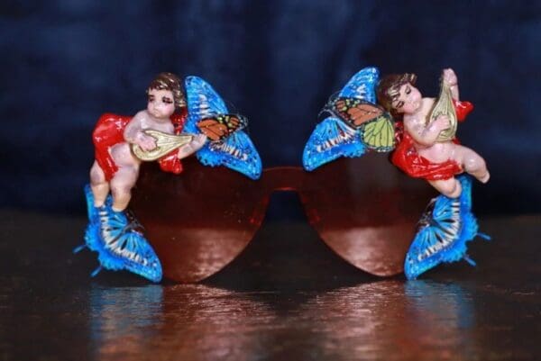 SOLD! 10109 Baroque Cherub Flower Embellished Sunglasses - Image 2