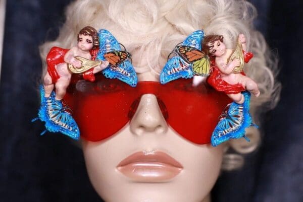 SOLD! 10109 Baroque Cherub Flower Embellished Sunglasses - Image 6