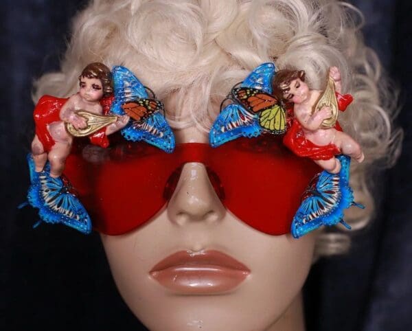 SOLD! 10109 Baroque Cherub Flower Embellished Sunglasses