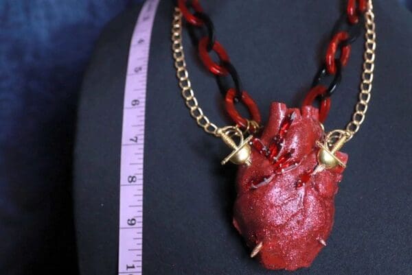 SOLD! 10112 Baroque Massive Red Heart Necklace - Image 4