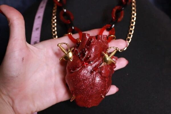 SOLD! 10112 Baroque Massive Red Heart Necklace - Image 5