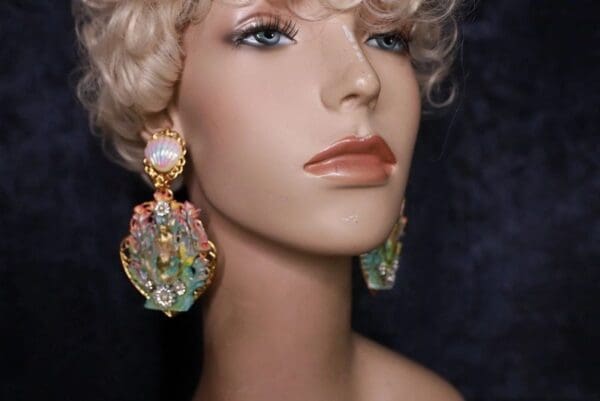 SOLD! 10116Nautical Mermaid Coral Reef Earrings Studs - Image 3