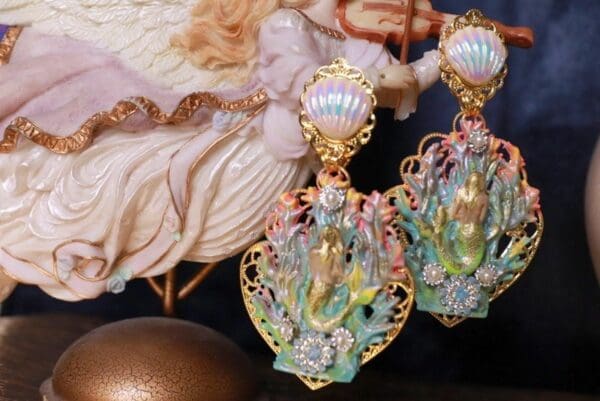 SOLD! 10116Nautical Mermaid Coral Reef Earrings Studs