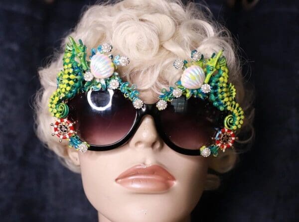 SOLD! 10117 Nautical Seahorse Embellished Sunglasses - Image 2