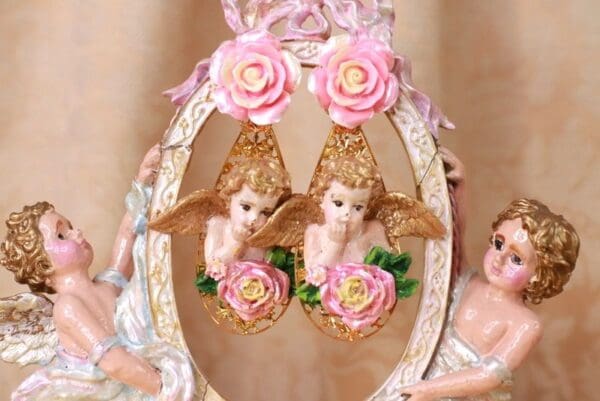 SOLD! 10125 Cherubs Angels Baroque Earrings Studs