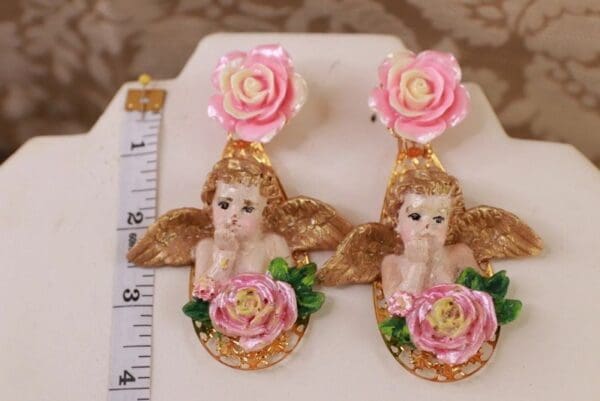 SOLD! 10125 Cherubs Angels Baroque Earrings Studs - Image 2
