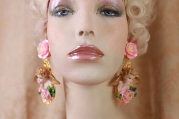 SOLD! 10125 Cherubs Angels Baroque Earrings Studs - Image 4