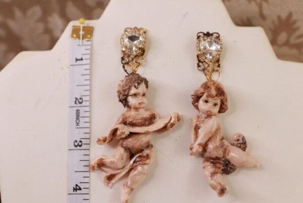 SOLD! 10127 Cherubs Angels Baroque Vintage Style Earrings Studs - Image 2