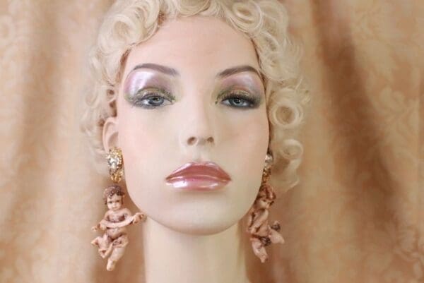 SOLD! 10127 Cherubs Angels Baroque Vintage Style Earrings Studs - Image 3