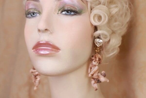 SOLD! 10127 Cherubs Angels Baroque Vintage Style Earrings Studs - Image 5
