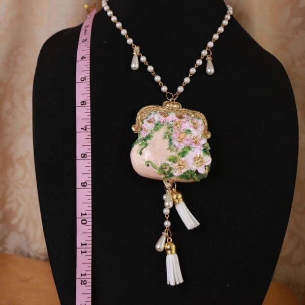 SOLD! 10131 Marie Antoinette Purse Hand Painted Necklace - Image 10
