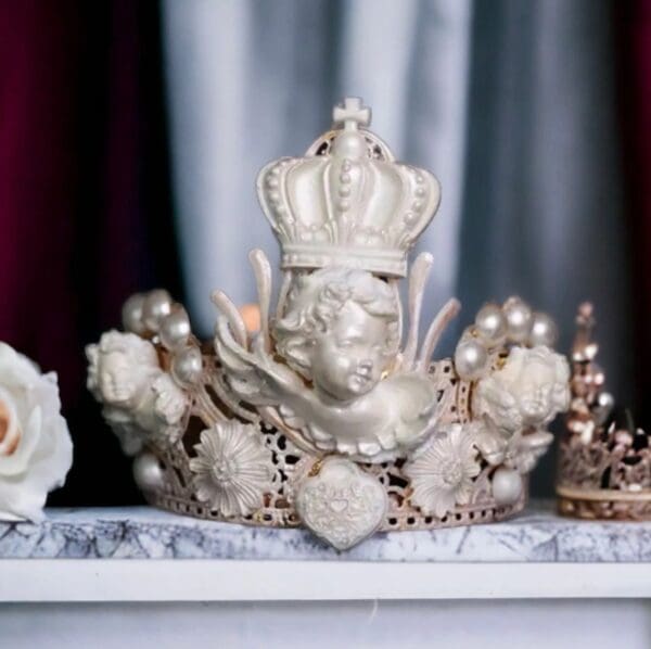 SOLD! 9973 White Chubby Cherubs Tall Crown Headband