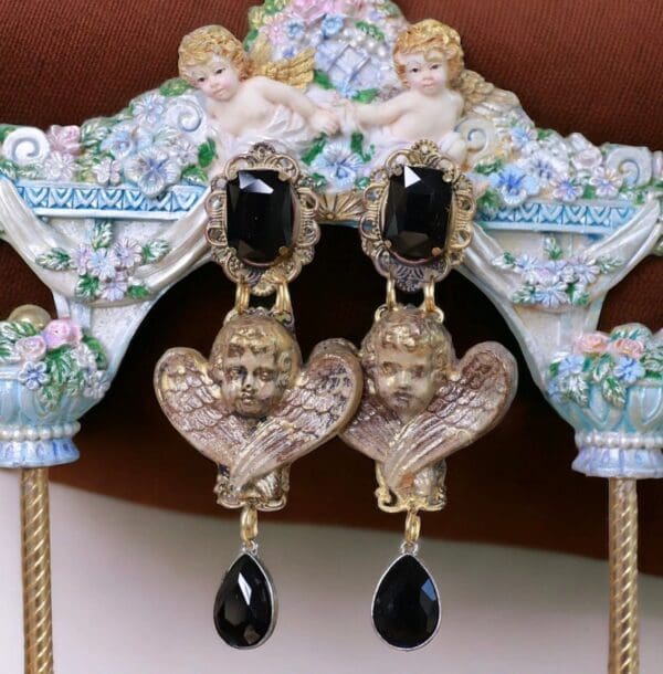 SOLD! 10132 Cherubs Angels Baroque Vintage Style Earrings Studs