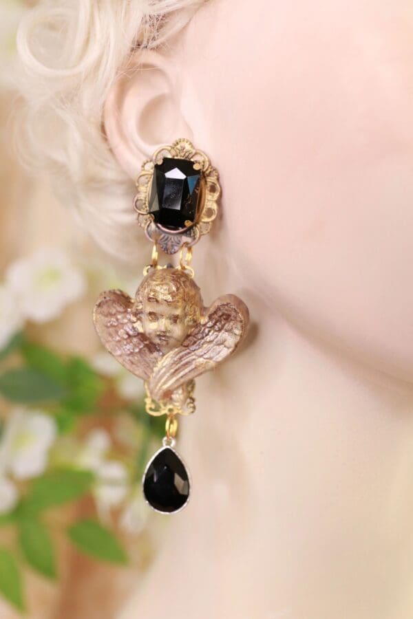 SOLD! 10132 Cherubs Angels Baroque Vintage Style Earrings Studs - Image 3