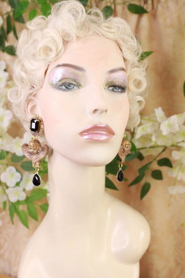 SOLD! 10132 Cherubs Angels Baroque Vintage Style Earrings Studs - Image 4