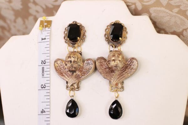 SOLD! 10132 Cherubs Angels Baroque Vintage Style Earrings Studs - Image 5