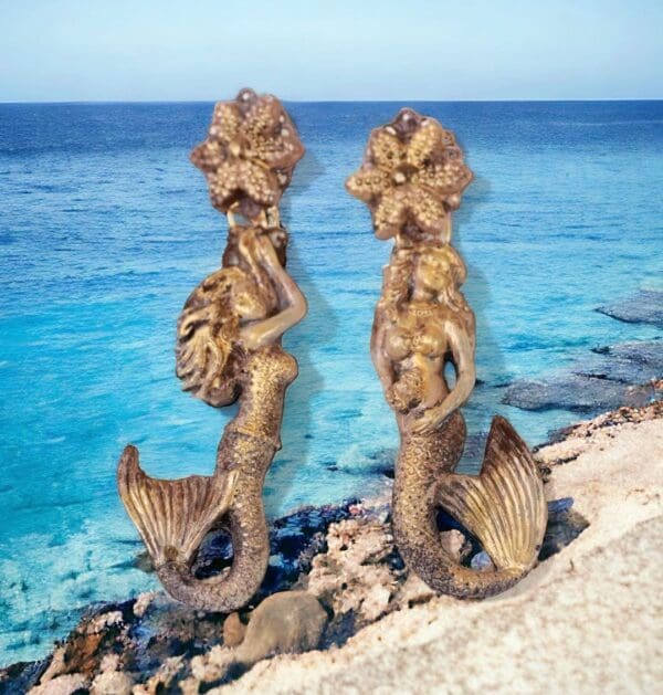 SOLD! 10135 Nautical Mermaids Baroque Vintage Style Earrings Studs
