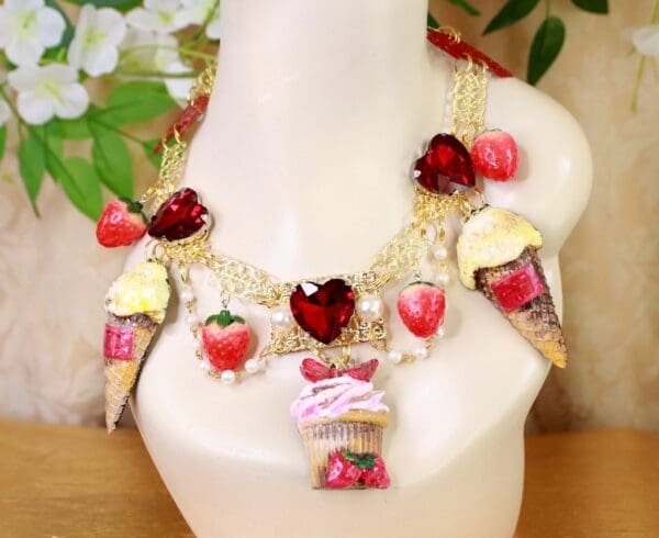 SOLD! 10137 Set Of Birthday Ice Cream Realistic Necklace+ Earrings - Image 5
