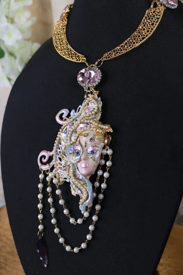 SOLD! 10140 Venetian Mask Pearl Massive Necklace - Image 3