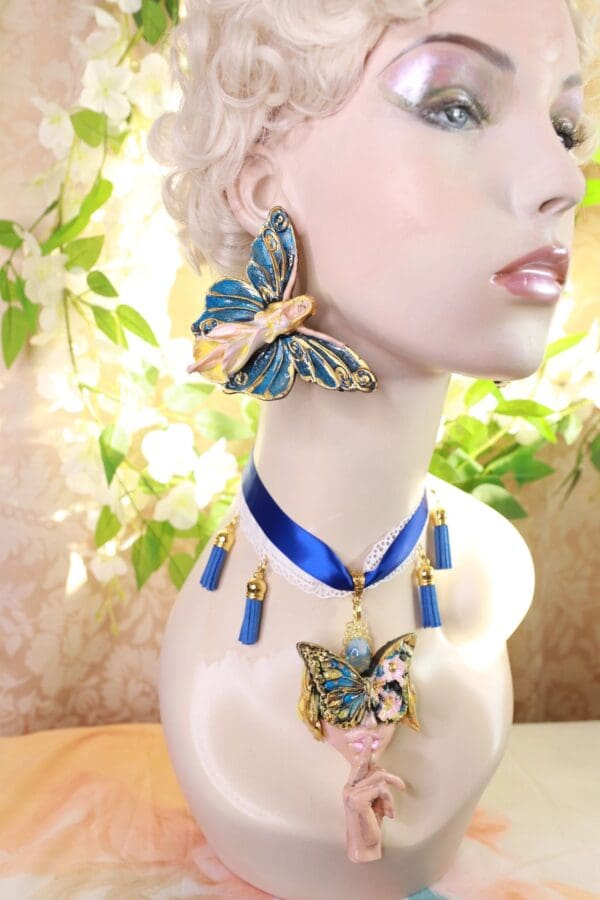 SOLD! 10146 Lady Butterfly Light Weight Massive Earrings - Image 10