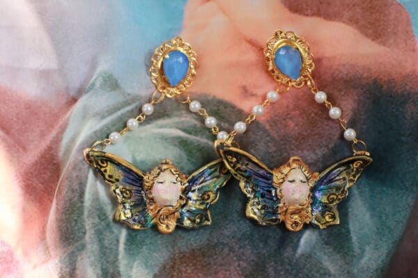 SOLD! 10150 Lady Butterfly Light Weight Massive Earrings