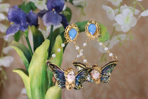 SOLD! 10150 Lady Butterfly Light Weight Massive Earrings - Image 2