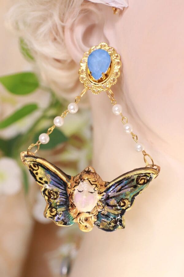 SOLD! 10150 Lady Butterfly Light Weight Massive Earrings - Image 4