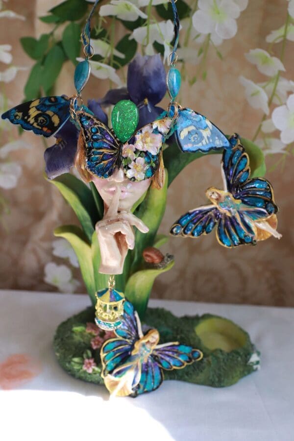 SOLD! 10152 Venetian Mask Lady Butterfly Hush Necklace - Image 4