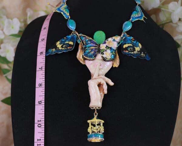 SOLD! 10152 Venetian Mask Lady Butterfly Hush Necklace - Image 5