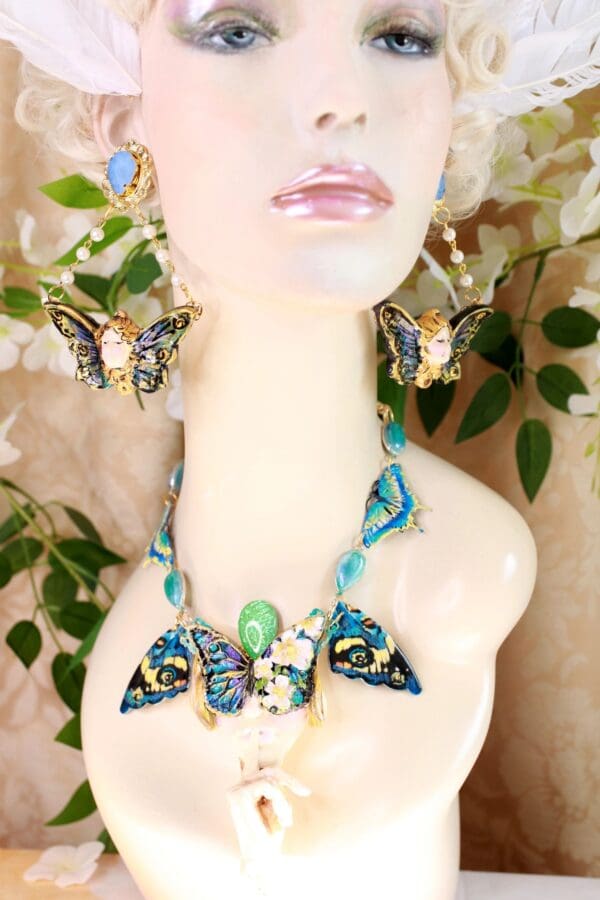 SOLD! 10152 Venetian Mask Lady Butterfly Hush Necklace - Image 7