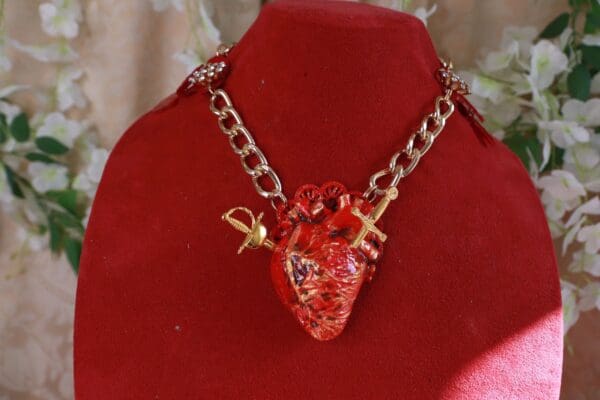 SOLD! 10153 Realistic Hearts Swords Necklace - Image 2