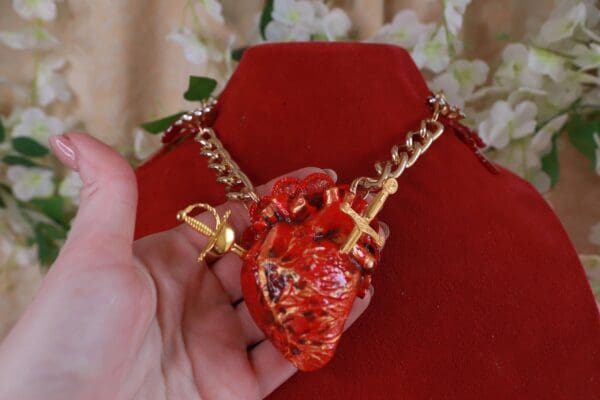 SOLD! 10153 Realistic Hearts Swords Necklace - Image 4