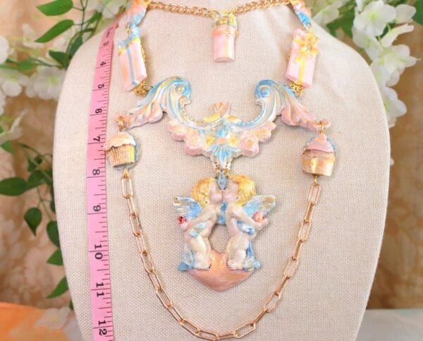 SOLD! 10160 Candy Valentines Angels Birthday Pastel Necklace - Image 4