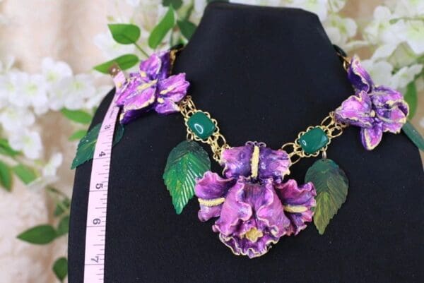 SOLD! 10169 Art Nouveau Iris Flower Massive Necklace - Image 7