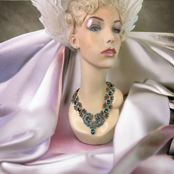 SOLD! 10172 Art Deco Horses Rhinestone Necklace