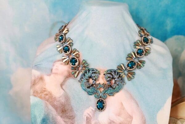 SOLD! 10172 Art Deco Horses Rhinestone Necklace - Image 7