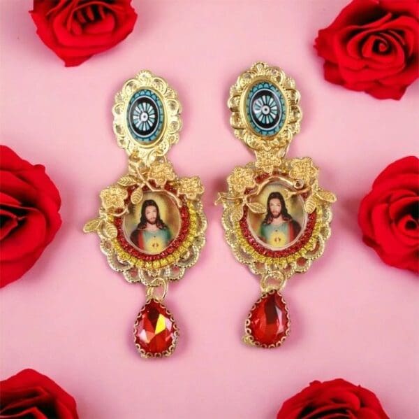 SOLD! 10180 Jesus Lord Religious Elegant Earrings Studs - Image 2