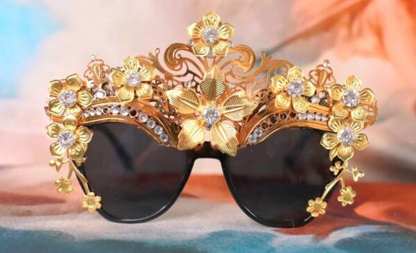 SOLD! 10186 Baroque Gold Filigree Embellished Sunglasses - Image 2