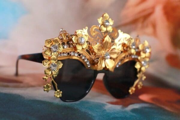 SOLD! 10186 Baroque Gold Filigree Embellished Sunglasses - Image 3
