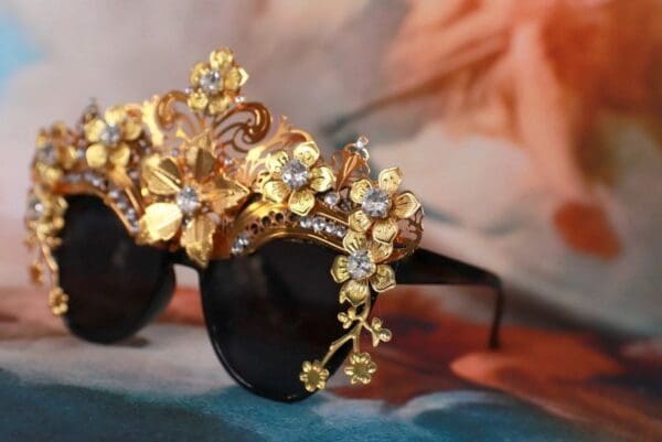 SOLD! 10186 Baroque Gold Filigree Embellished Sunglasses - Image 4
