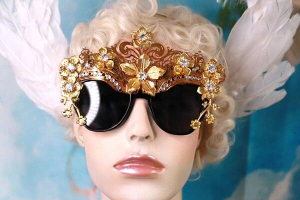 SOLD! 10186 Baroque Gold Filigree Embellished Sunglasses - Image 5