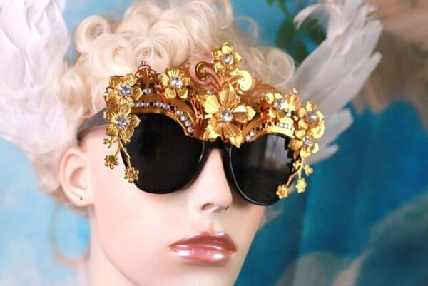 SOLD! 10186 Baroque Gold Filigree Embellished Sunglasses - Image 7