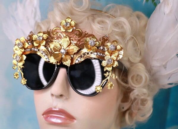 SOLD! 10186 Baroque Gold Filigree Embellished Sunglasses - Image 8