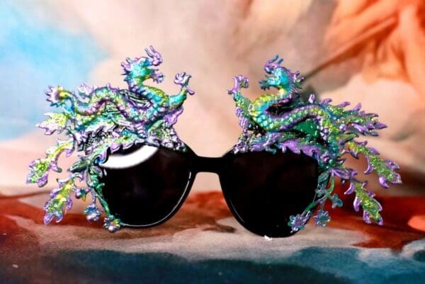 SOLD! 10187 Baroque Iridescent Dragons Embellished Sunglasses - Image 2