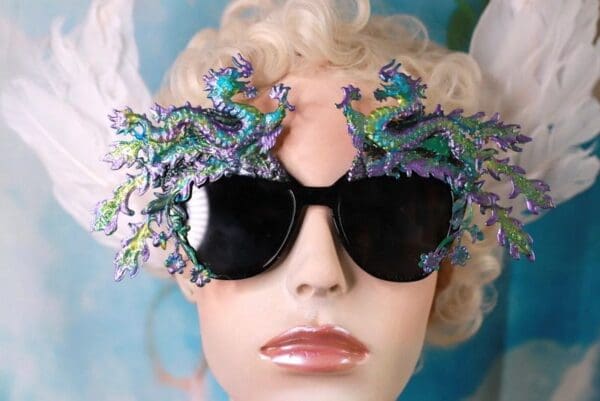 SOLD! 10187 Baroque Iridescent Dragons Embellished Sunglasses - Image 6