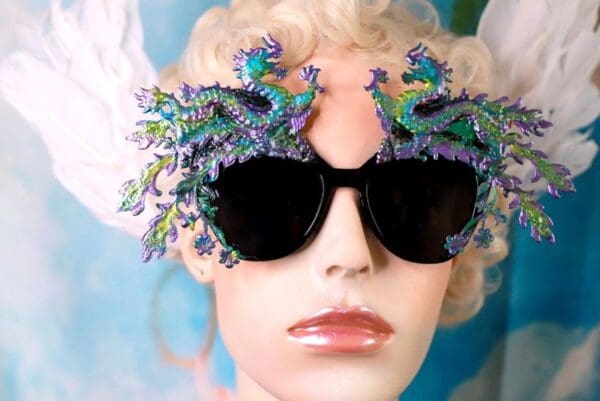 SOLD! 10187 Baroque Iridescent Dragons Embellished Sunglasses - Image 7
