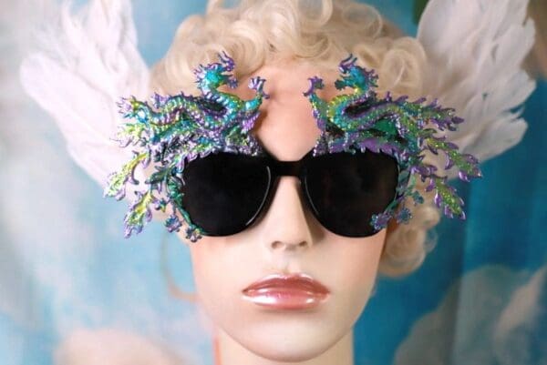 SOLD! 10187 Baroque Iridescent Dragons Embellished Sunglasses - Image 8
