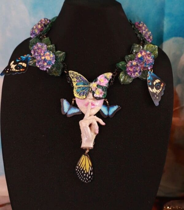 SOLD! 10193 Art Nouveau Lady Butterfly Necklace - Image 2
