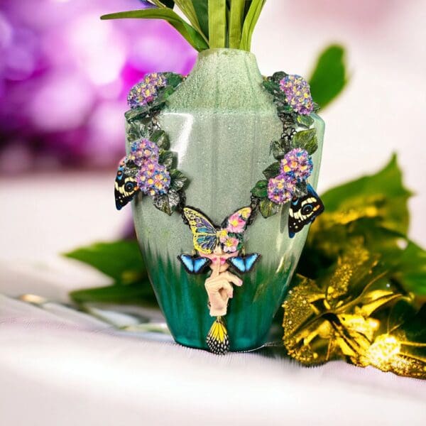 SOLD! 10193 Art Nouveau Lady Butterfly Necklace - Image 3